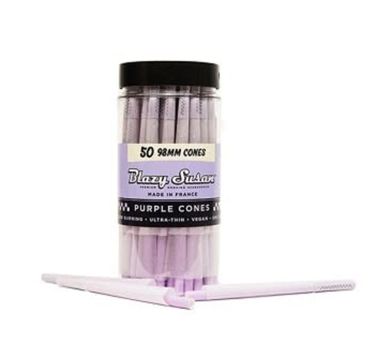 Blazy Susan 98mm Purple Pre Rolled Cones 50 packs/ box