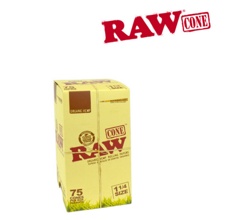Raw Organic Pre-Rolled Cone 1 1/4  75/ pack