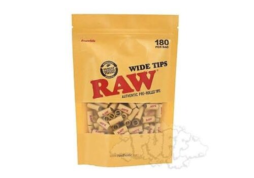 Raw Raw Tips 180 Pre-rolled Wide Tips Unbleached