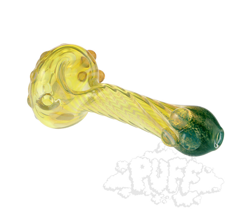 Eckardt Glass Silver Fumed Twisted Spoon w/ Dots