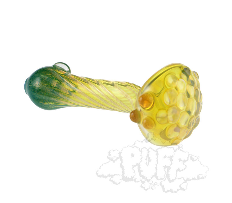 Eckardt Glass Silver Fumed Twisted Spoon w/ Dots