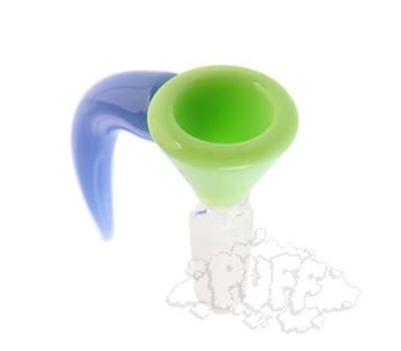 Hydros Glass Bowl w/ Horn 14mm Green & Blue