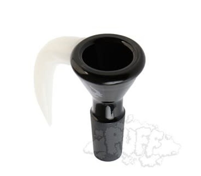 Hydros Glass Bowl w/ Horn 14mm Black & White