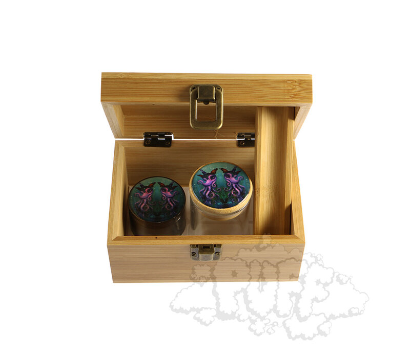 Puff Magical Butter Octophant Medium Bamboo Box With Grinder & Jar
