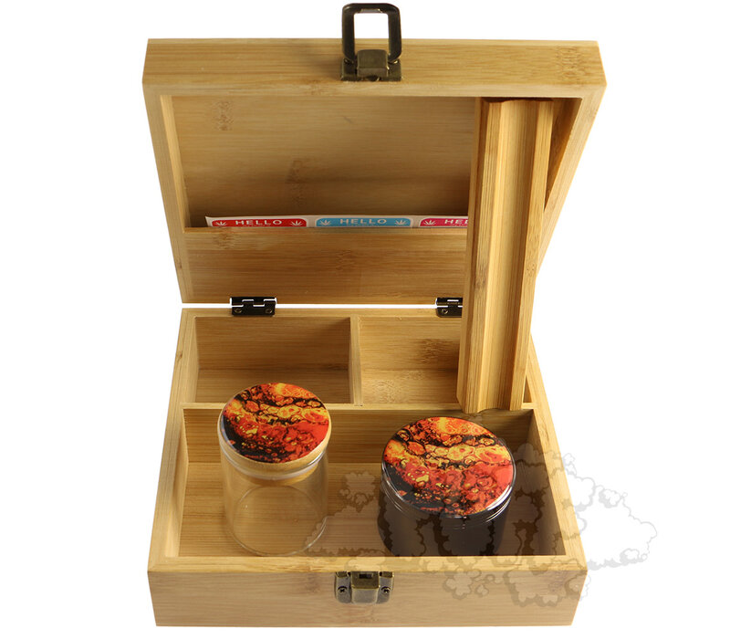 Puff Ember Large Bamboo Box With Grinder & Jar