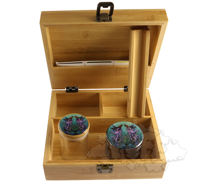 Puff Magical Butter Octophant Large Bamboo Box With Grinder & Jar