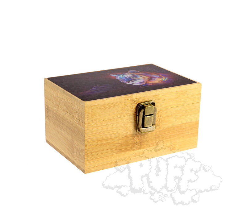 Puff Astral Tiger Medium Bamboo Box With Grinder & Jar