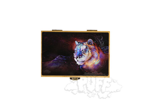 Puff Astral Tiger Medium Bamboo Box With Grinder & Jar