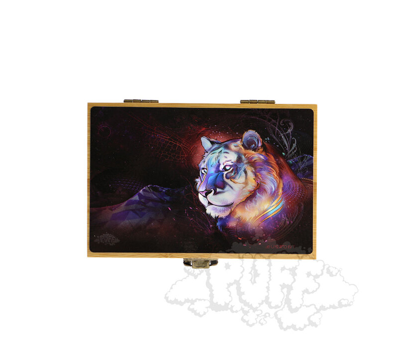 Puff Astral Tiger Medium Bamboo Box With Grinder & Jar