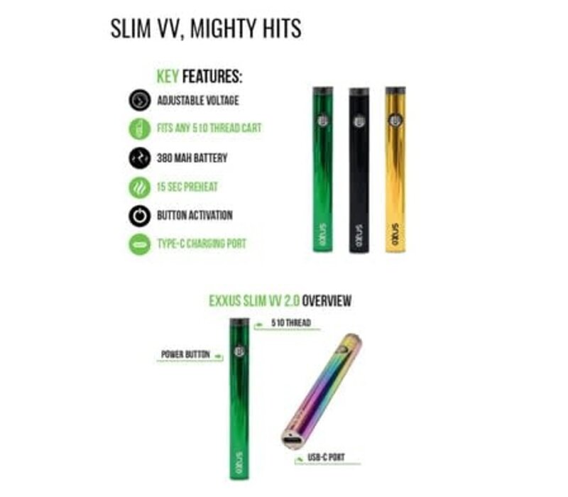 Exxus Slim 2.0 Variable Voltage 510 Battery