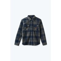 Brixton Bowery L/S Arctic Stretch Fleece - Washed Navy/Beige Plaid