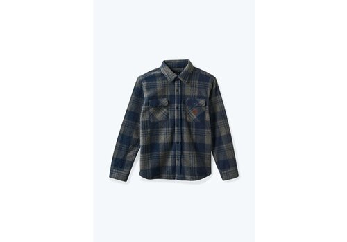 Brixton Brixton Bowery L/S Arctic Stretch Fleece - Washed Navy/Beige Plaid