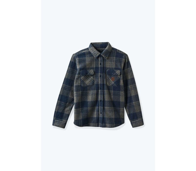 Brixton Bowery L/S Arctic Stretch Fleece - Washed Navy/Beige Plaid