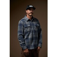 Brixton Bowery L/S Arctic Stretch Fleece - Washed Navy/Beige Plaid