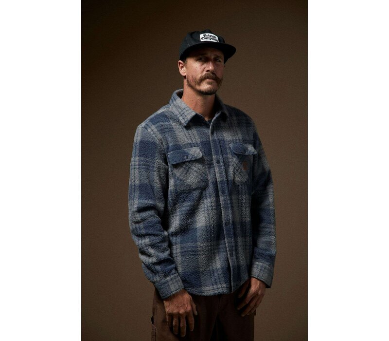 Brixton Bowery L/S Arctic Stretch Fleece - Washed Navy/Beige Plaid