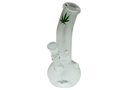 Clear Bent Back Bubbler W/ Removable Stem & Thumb Carb