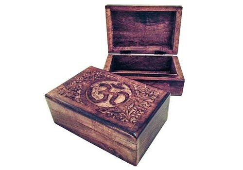 Wood Box Carved - Om