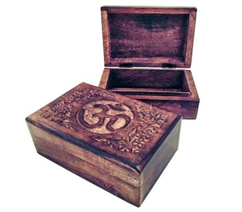 Wood Box Carved - Om (SALE Reg 19.95)
