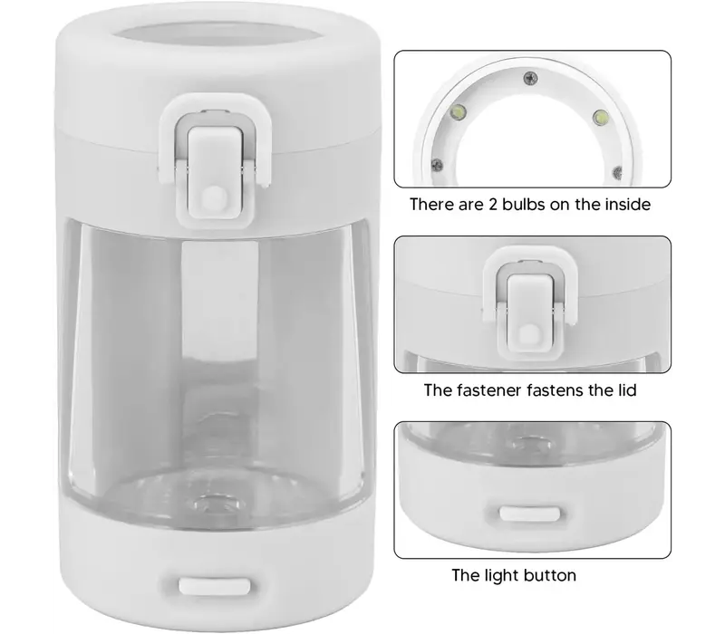 Glow Jar- Magnifying  W/ Lights -White