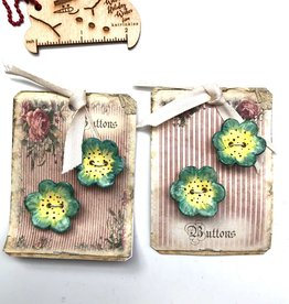 Cynthia Cranes Pottery Flower Buttons - Card of 2