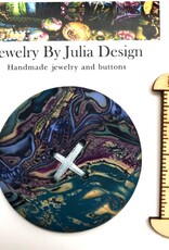 Jewelry by Julia Design Jewelry by Julia Design - Blue/Gold Large Round Clay Button Blue Extra Large