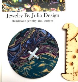 Jewelry by Julia Design Blue/Gold Large Round Button Blue Extra Large