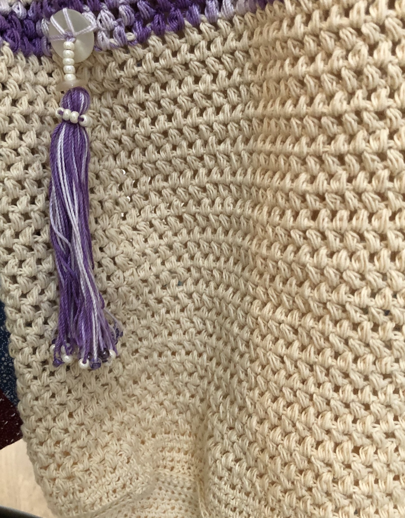 One of a Kind Ecru/purple Bag