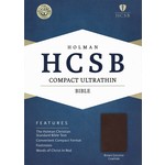 HCSB COMPACT ULTRA THIN BIBLE - BROWN GENUINE COWHIDE LEATHER (FEB)