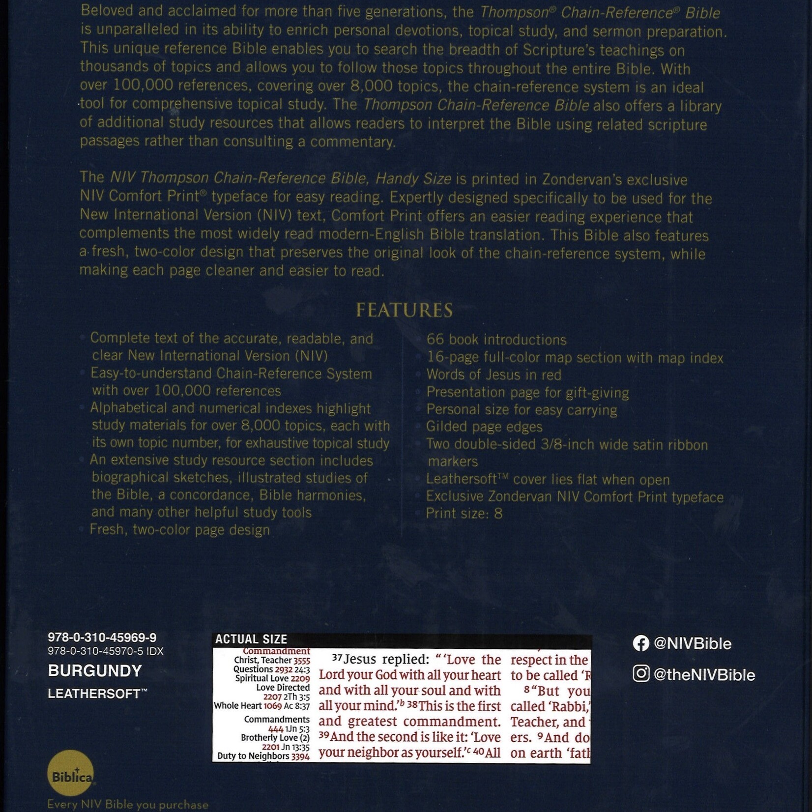 NIV THOMPSON REFERENCE BIBLE HANDY SIZE