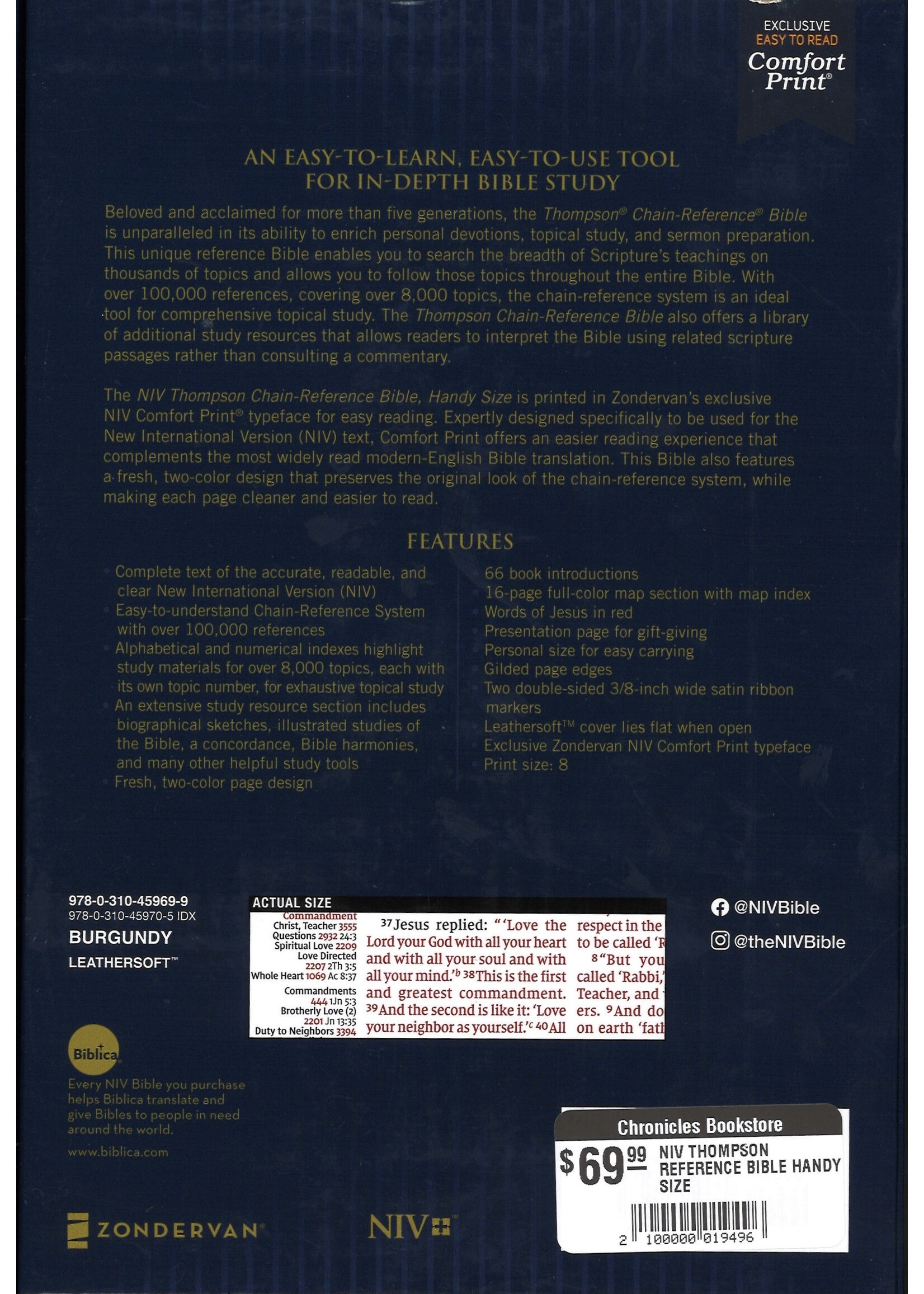 NIV THOMPSON REFERENCE BIBLE HANDY SIZE