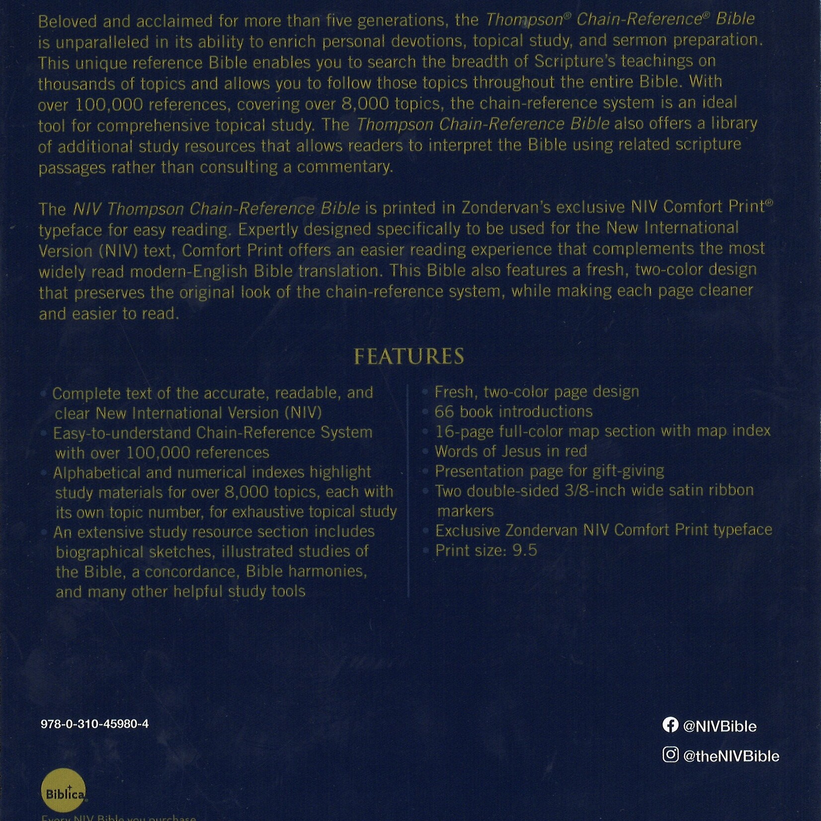 NIV THOMPSON CHAIN-REFERENCE BIBLE