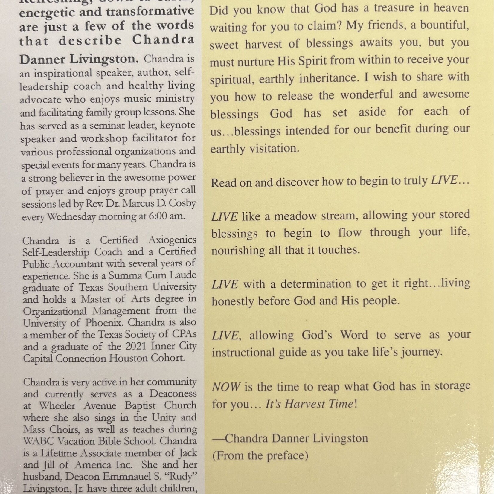 IT'S HARVEST TIME - REAPING THE TREASURE GOD HAS WAITING FOR YOU (LIVINGSTON,CHANDRA)