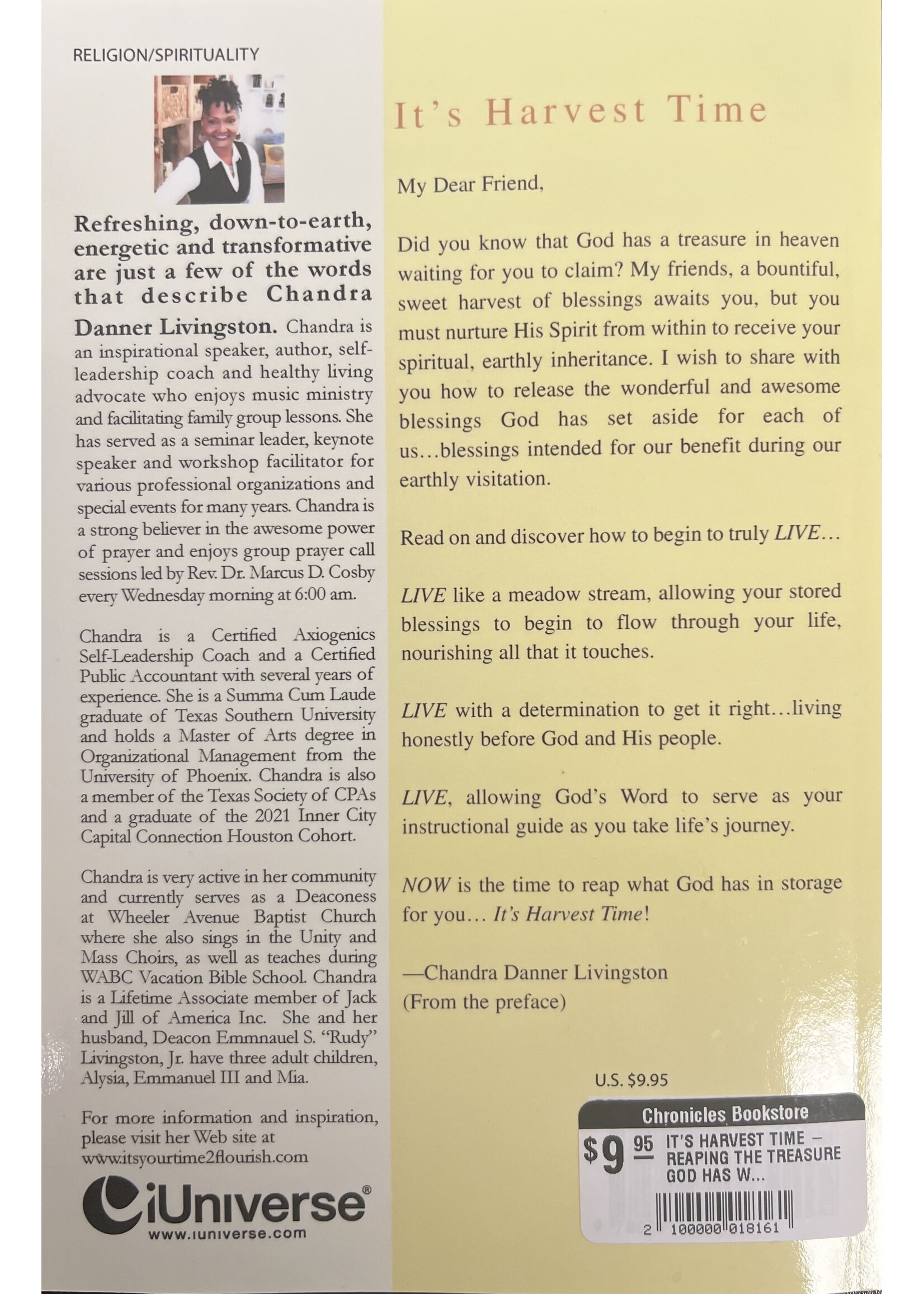 IT'S HARVEST TIME - REAPING THE TREASURE GOD HAS WAITING FOR YOU (LIVINGSTON,CHANDRA)