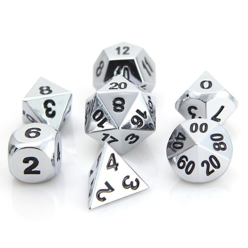 Die Hard Dice CLASSIC DICE SET 7 SHINY SILVER Die Hard Dice CLASSIC DICE SET 7 SHINY SILVER
