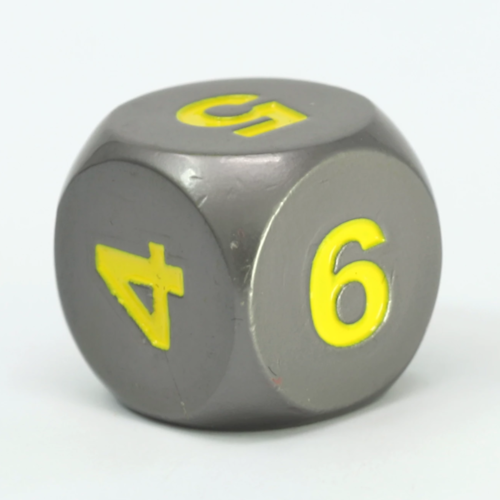 Die Hard Dice METAL DICE D6 GUNMETAL YELLOW Die Hard Dice METAL DICE D6 GUNMETAL YELLOW
