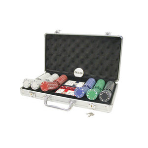 CHH Quality Products POKER CHIP SET 300 11G w/SUITED PRINT in ALUMINUM CASE