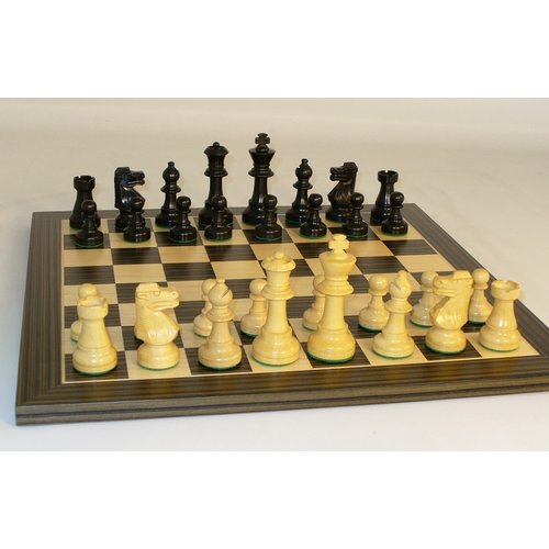 Worldwise Imports CHESS SET 3" FRENCH BOXWOOD CHESSMEN on 14"/1.5" EBONY & MAPLE VENEER BOARD Worldwise Imports CHESS SET 3" FRENCH BOXWOOD CHESSMEN on 14"/1.5" EBONY & MAPLE VENEER BOARD