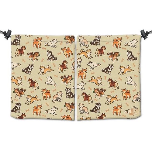 INKED GAMING DICE BAG: SHIBAS - CREAM INKED GAMING DICE BAG: SHIBAS - CREAM