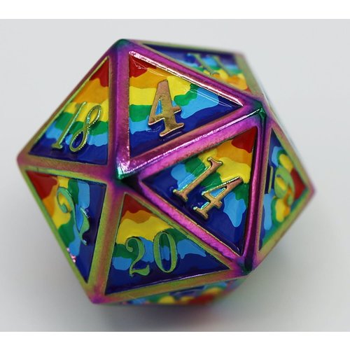 Foam Brain Games DICE FOR ALL D20 16mm METAL RAINBOW PRIDE Foam Brain Games DICE FOR ALL D20 16mm METAL RAINBOW PRIDE