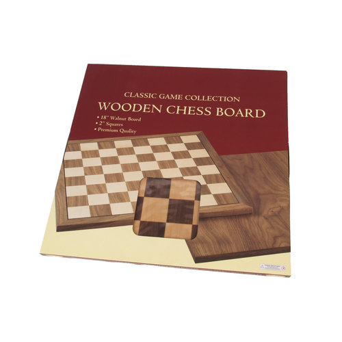 JOHN HANSEN COMPANY CHESS BOARD 18" WALNUT w/ 2" SQ JOHN HANSEN COMPANY CHESS BOARD 18" WALNUT w/ 2" SQ
