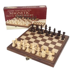 John Hansen Company CHESS SET 1.75" WOOD on 11" MAGNETIC BOARD