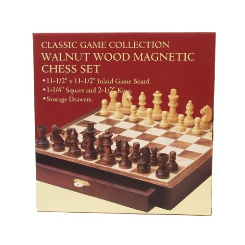 John Hansen Company CHESS SET 2.5" GERMAN on 11.5" WALNUT MAGNETIC CHEST