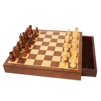 CHESS SET 2.5" GERMAN on 11.5" WALNUT MAGNETIC CHEST