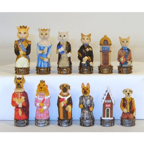 Worldwise Imports CHESSMEN 3.25" CATS & DOGS HANDPAINTED RESIN Worldwise Imports CHESSMEN 3.25" CATS & DOGS HANDPAINTED RESIN