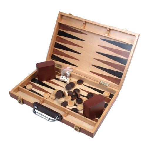 JOHN HANSEN COMPANY BACKGAMMON 18" BURLWOOD JOHN HANSEN COMPANY BACKGAMMON 18" BURLWOOD