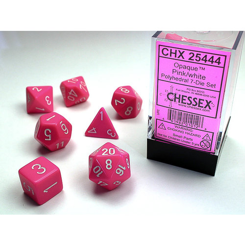 7 Chessex Dice Set Opaque Pink /& White