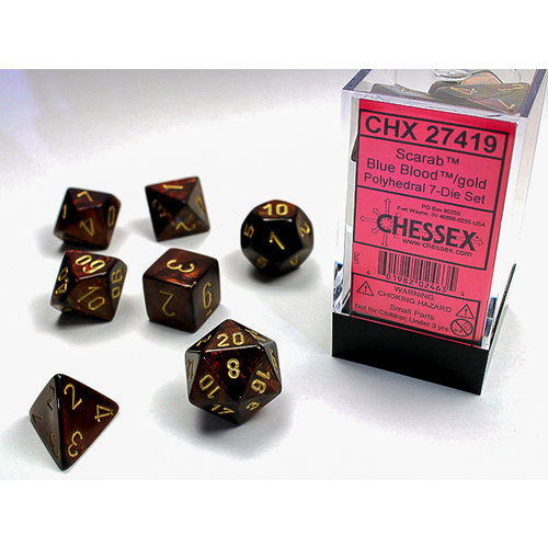 Chessex DICE SET 7 SCARAB BLUE BLOOD