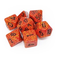 DICE SET 7 SPECKLED FIRE