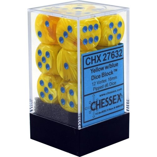 Chessex DICE SET 16mm VORTEX YELLOW-BLUE Chessex DICE SET 16mm VORTEX YELLOW-BLUE