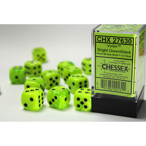 Chessex DICE SET 16mm VORTEX BRIGHT GREEN Chessex DICE SET 16mm VORTEX BRIGHT GREEN